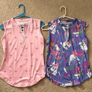 Women's Pink and Multicolor Sleeveless Tops